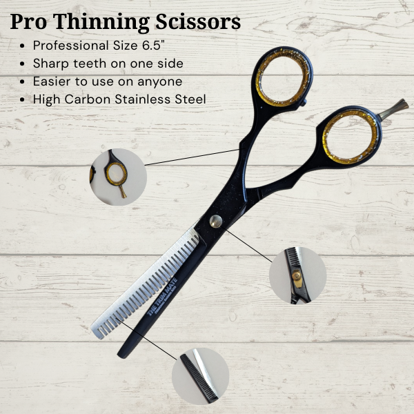 The Trim Mate professional barber kit with straight razor and precision scissors set, displayed on a white background.
