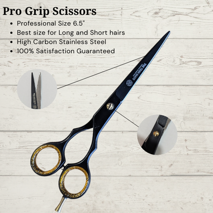 The Trim Mate professional barber kit with straight razor and scissors set, featuring sleek, high-quality grooming tools.