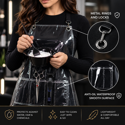 The Trim Mate Premium Clear Hairdressing Apron – Adjustable Waterproof Salon Apron