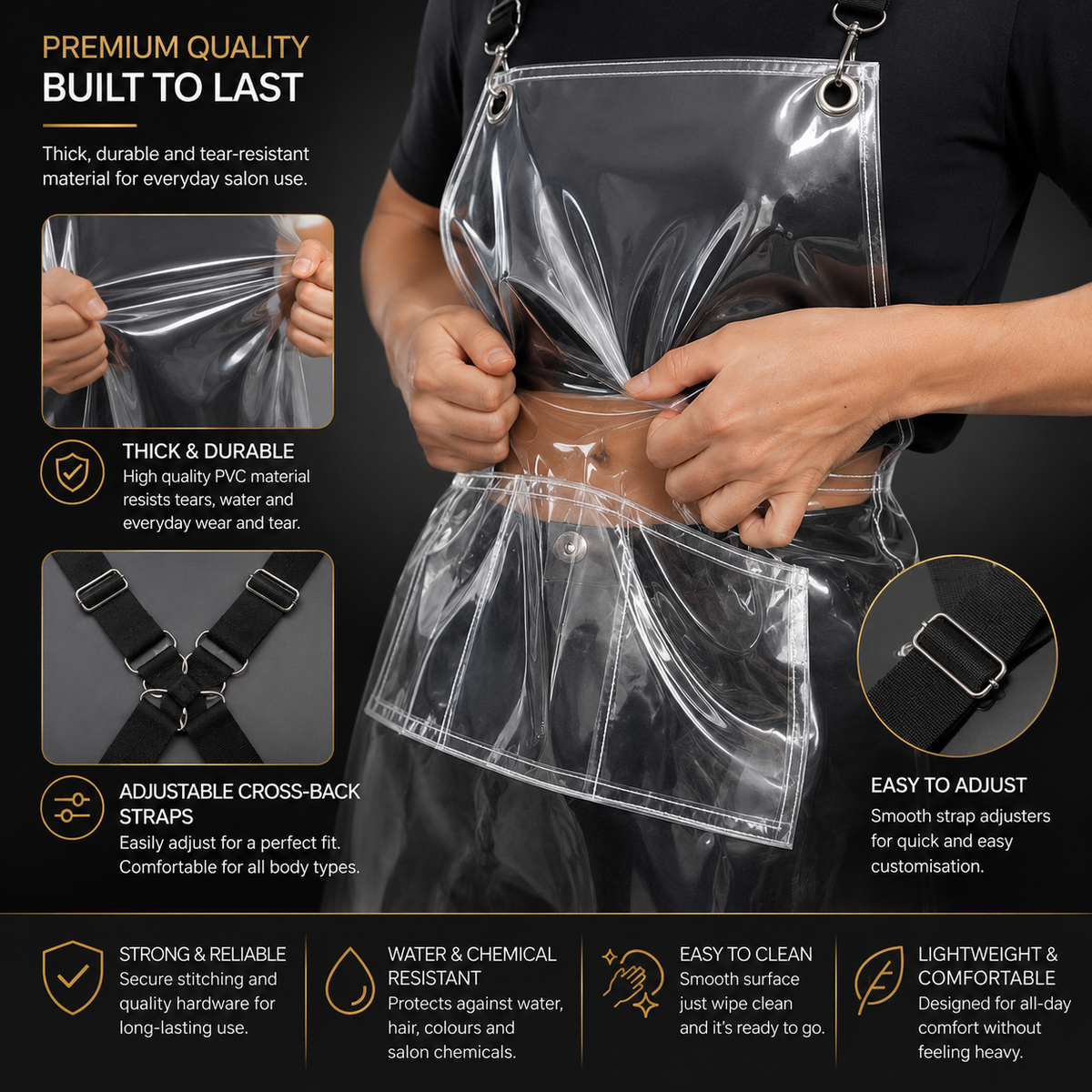 The Trim Mate Premium Clear Hairdressing Apron – Adjustable Waterproof Salon Apron